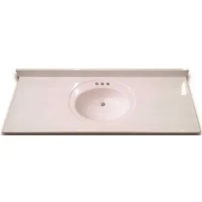 Premier 43 in. x 22 in. Custom Vanity Top Recessed Center Bowl Sink in White Swirl