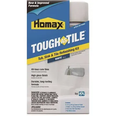 HOMAX White Tough As Tile Aerosol Tub, Sink, And Tile Refinishing Kit, 32 Oz.