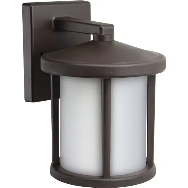 Liteco 1 Light Outdoor Wall Cylinder Fixture W/ Frosted Lens (Bronze)