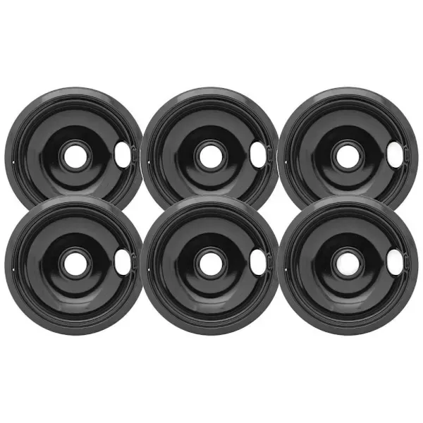 Universal 8" Black Porcelain Drip Bowl, Package Of 6