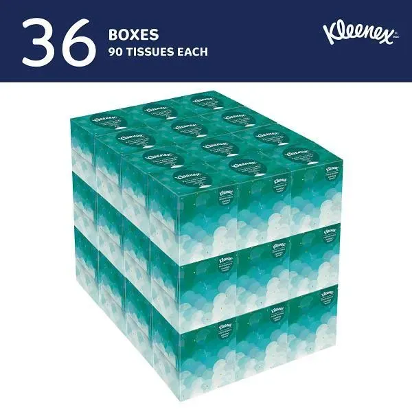 Kleenex Professional 2-Ply Upright Facial Tissue Cube Box, 36 Boxes-Case
