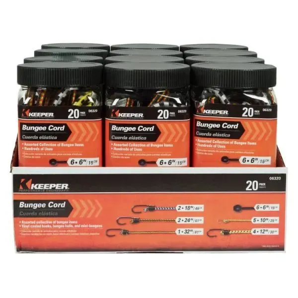 Keeper 20 In Stretch Assorted Bungee Cord (20-Pack)