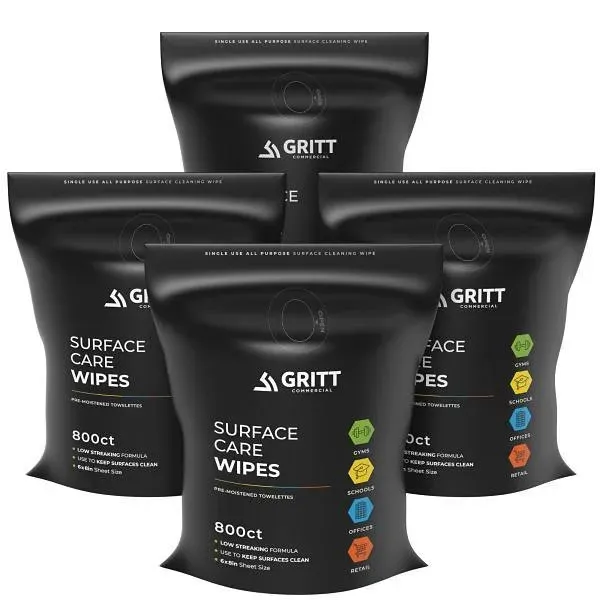 Gritt Commercial Surface Care Gym Wipes All-Purpose Cleaner Wipes 800-Count Refill Roll (4-Case)