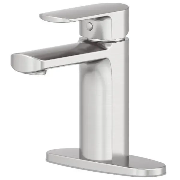 Seasons Westwind 1.2 GPM Quick Install Single Hole Centerset Mid-Arc Bathroom Faucet With Pop Up Drain, Brushed Nickel