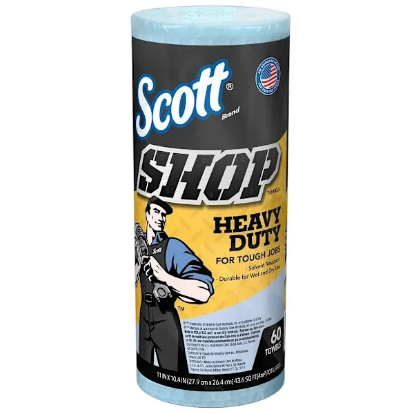 Scott Shop Heavy Duty Towels, 12 Rolls-Case