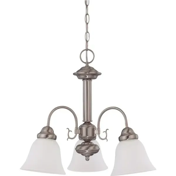 Satco® Ballerina 3-Light Indoor Chandelier (Frosted Glass) (B. Nickel)