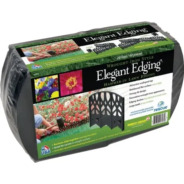 Emsco 20' Hammer-In Wrought-Iron Style Resin Elegant Edging™ - Black