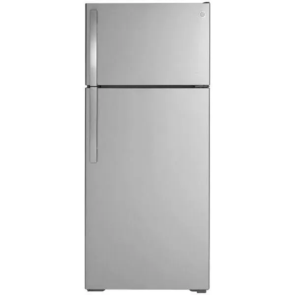 GE ENERGY STAR 17.5 cu. ft. 28in. Top Freezer Refrigerator With Ice Maker, Stainless Steel