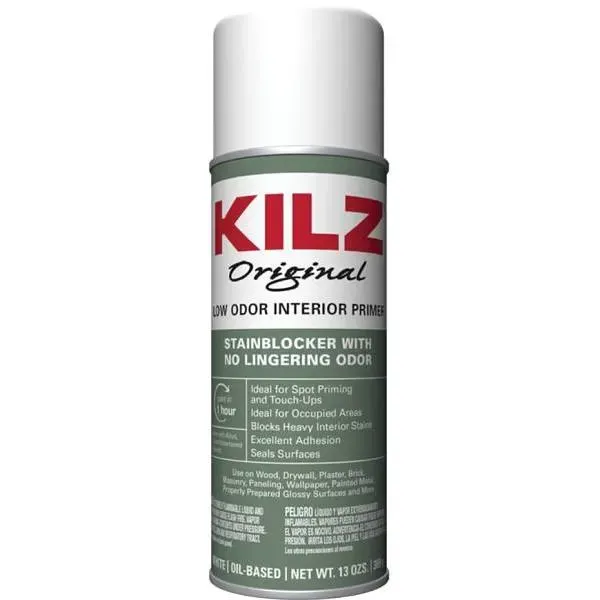Kilz Original Low-Odor Oil-Based Interior Primer Spray, Sealer, And Stain Blocker, White, 13 Oz.
