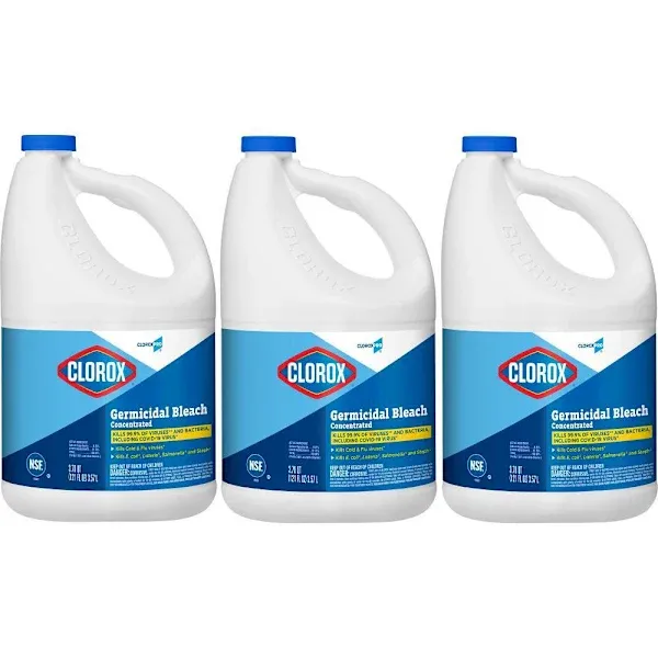 Clorox Germicidal Bleach, Concentrated, Cloroxpro, 121 Ounce Bottle, Case Of 3