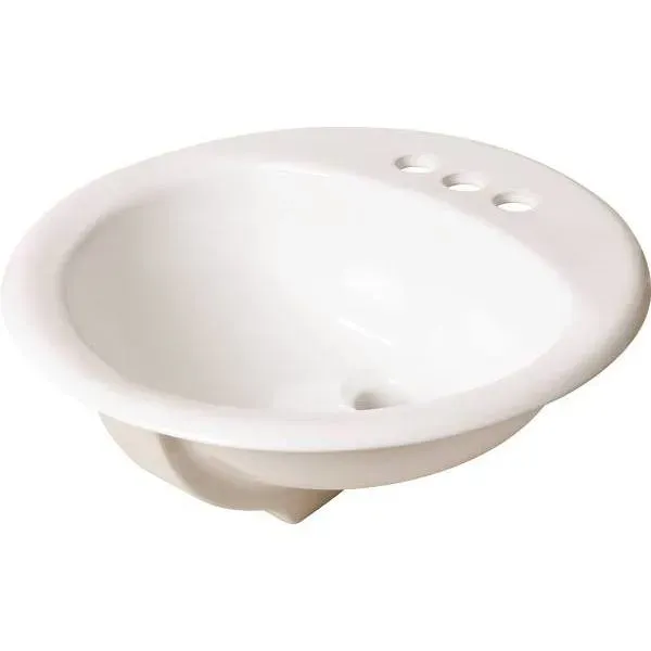 Seasons 19 In. Drop-In Round Vitreous China Bathroom Sink, White
