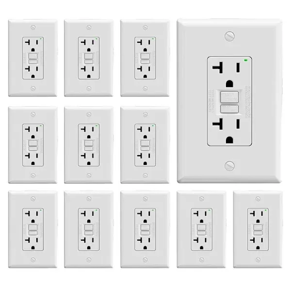 Maintenance Warehouse 20 Amp 125-Volt Self-Test Gfci Receptacle With Wall Plate In White 12-Pack