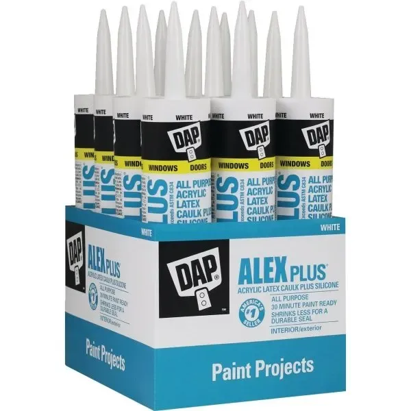 Dap® 10.1 Oz. Alex Plus Siliconized Acrylic Caulk, White, 12-Count