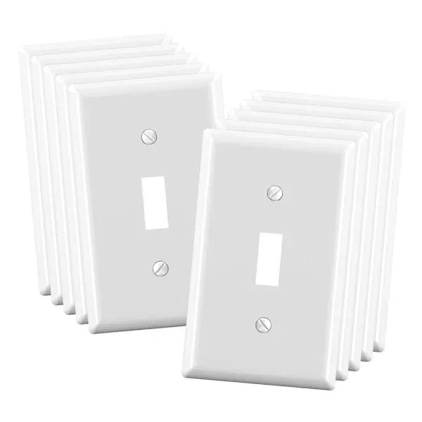 Maintenance Warehouse 1-Gang Unbreakable Polycarbonate Jumbo Toggle Wall Plate In Gloss White, 10-Pack