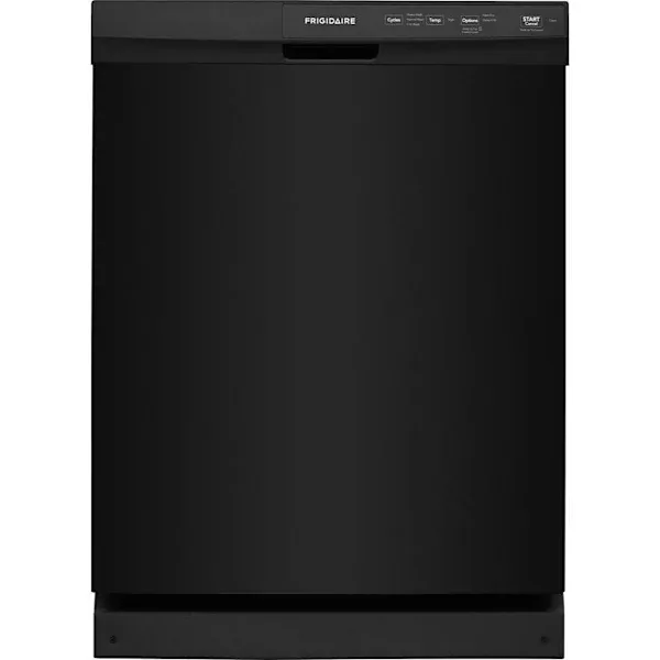 Frigidaire ENERGY STAR Built-In Dishwasher, 55 Dba, Black, Front Control, 3 Wash Cycles, 24"