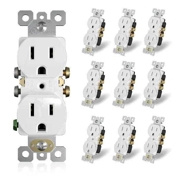 Maintenance Warehouse 15 Amp 125-Volt Duplex Receptacle In White 10-Pack