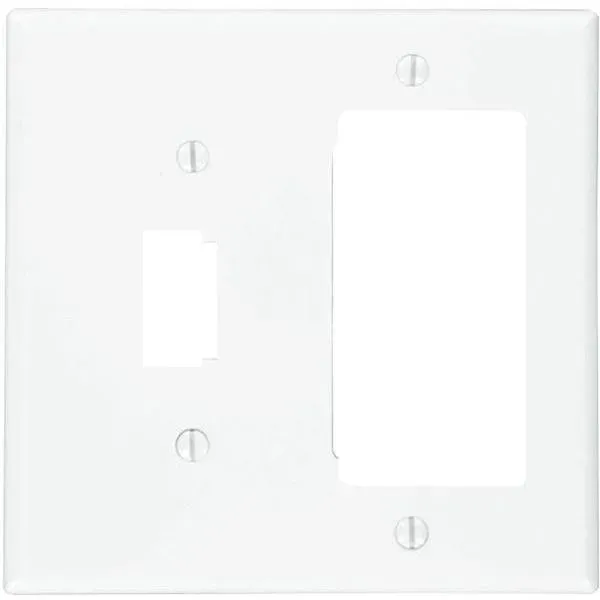Leviton White 2-Gang 1-Toggle/1-Decorator/Rocker Wall Plate 1-Pack