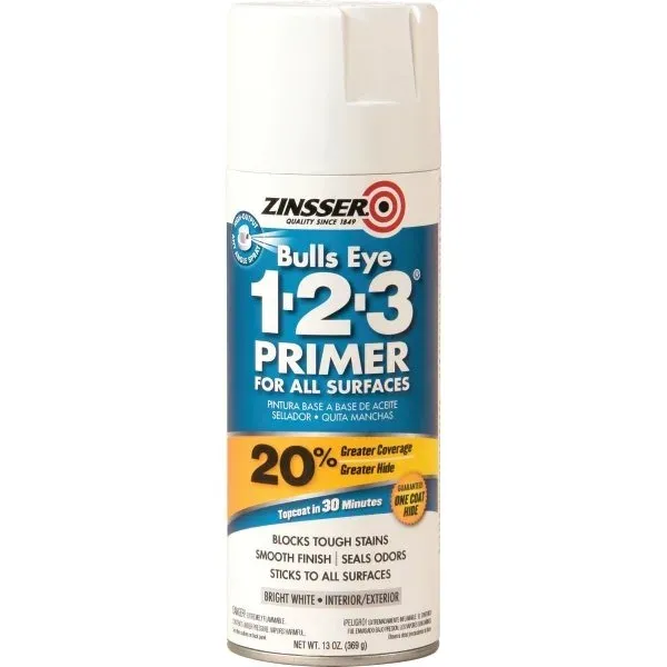 Zinsser 13 Oz. Bulls Eye 1-2-3 Primer Sealer Spray Flat White, Case Of 6