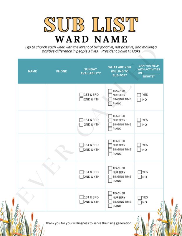 Primary Sub List Template