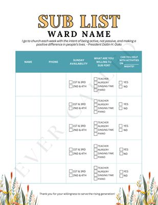 Primary Sub List Template