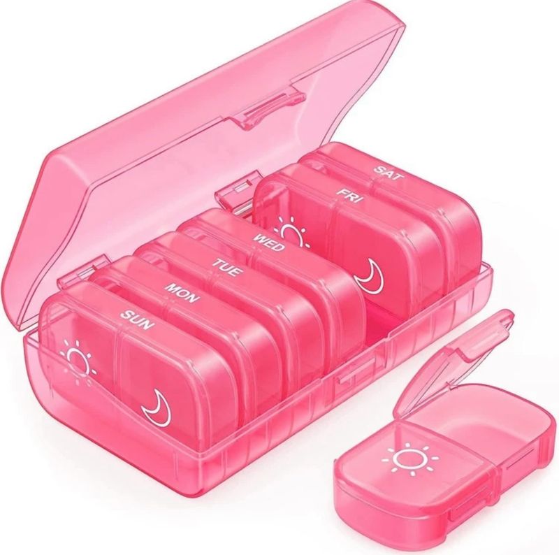 Travel easy to use weekly x2 a day pill organizer 