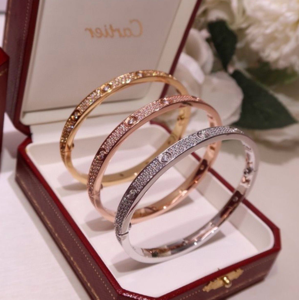 Thin Full Bling Cartier Bangle 