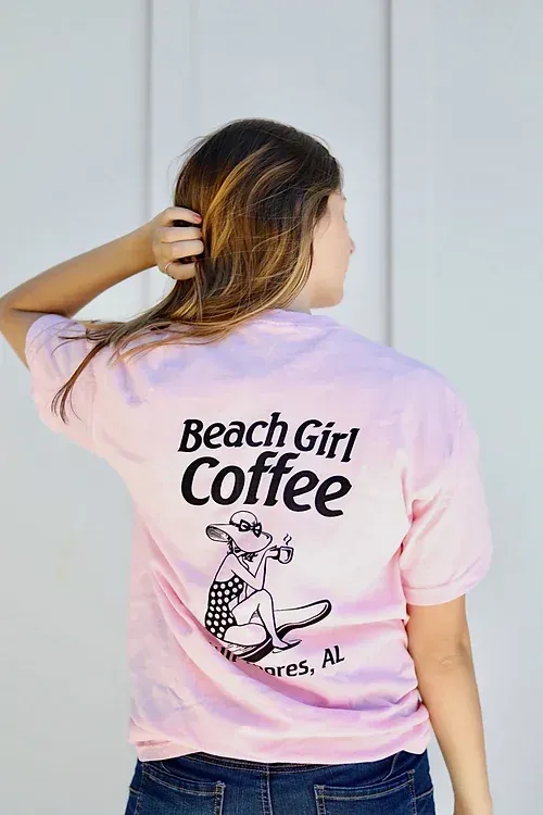Beach Girl Coffee Tee (Pink)