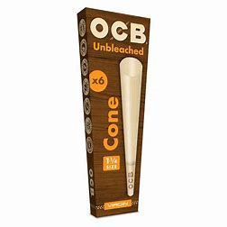 OCB Virgin Unbleached 1 1/4 Size Pre-Rolled Cones - 6 Pack