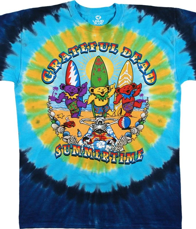 Grateful Dead Beach Bear Bingo Tie-Dye T-Shirt