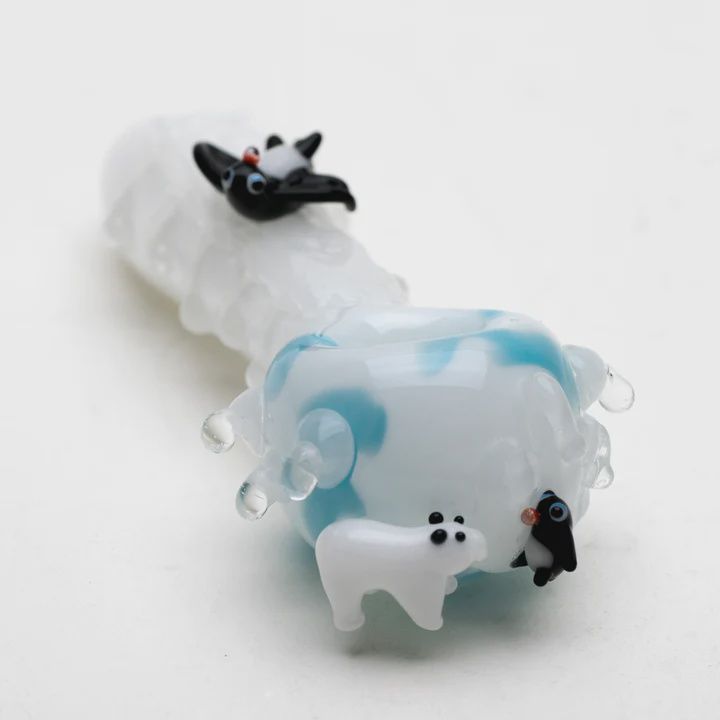Icy Penguins Small Spoon Pipe by Empire Glassworks