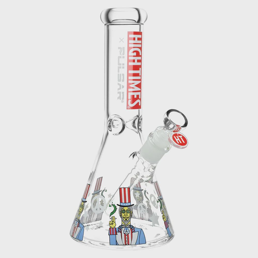 High Times x Pulsar 10" Beaker Waterpipe - Uncle Sam
