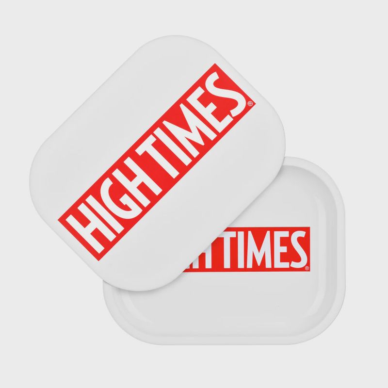 High Times X Pulsar Metal Rolling Tray w/ Lid - High Times White Logo