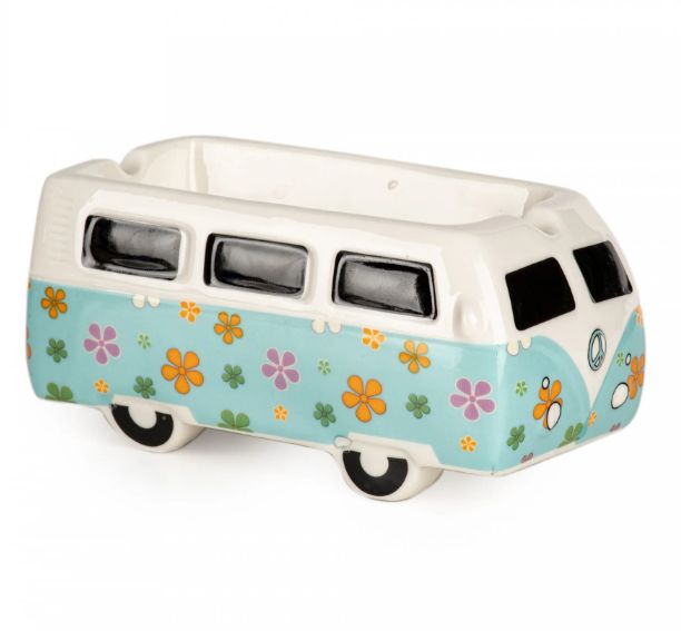 Vintage Hippie Bus Ceramic Ashtray - Flower Power