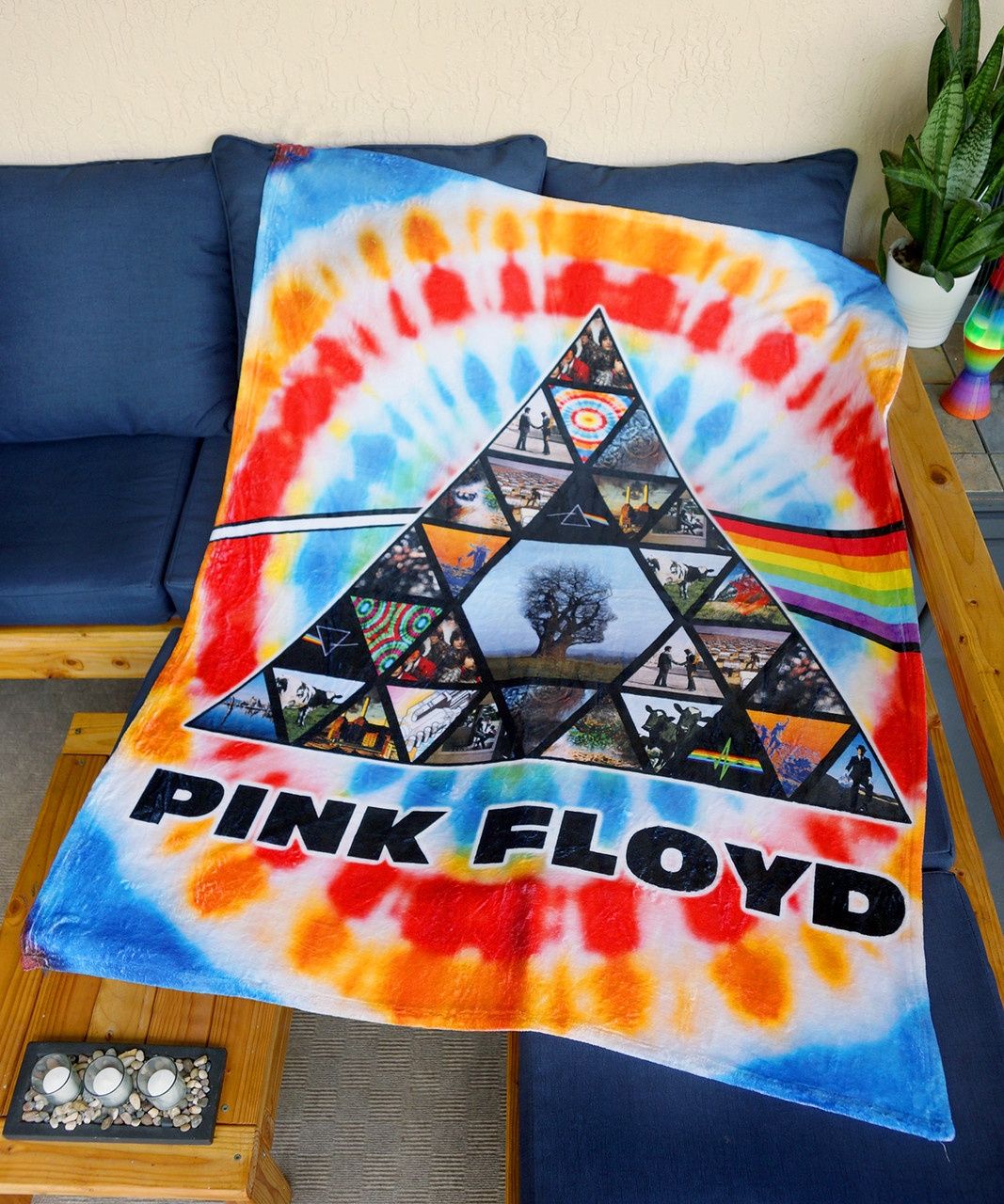 Earth Ragz Pink Floyd Tie Dye Prism Throw Blanket