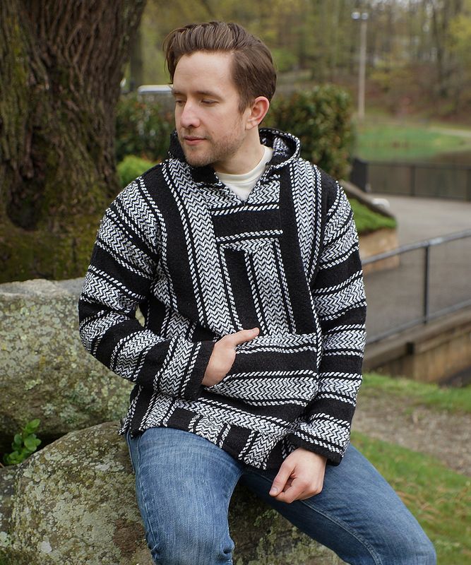 Baja Joe Mexican Hoodie -  Black &amp; White
