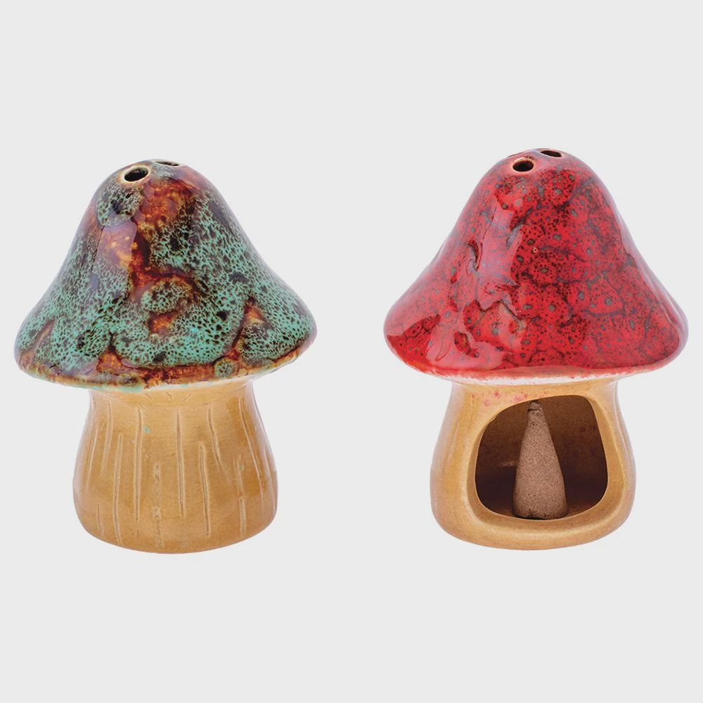 Glazed Mushroom Ceramic Incense Burner by Fujima
