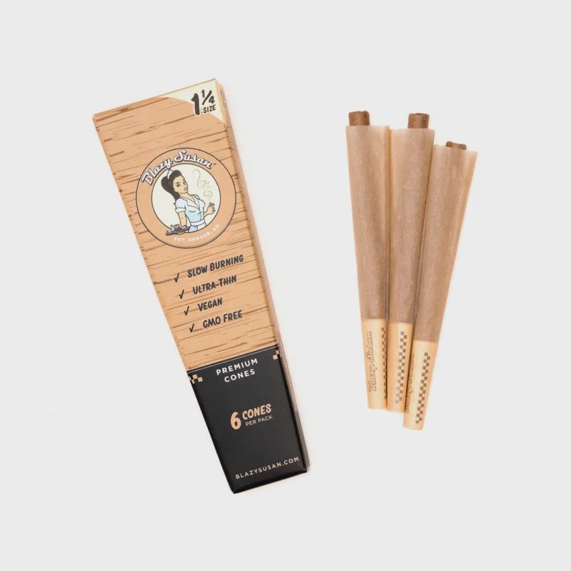 Blazy Susan Unbleached 1 1/4 Pre Rolled Cones - 6 Count