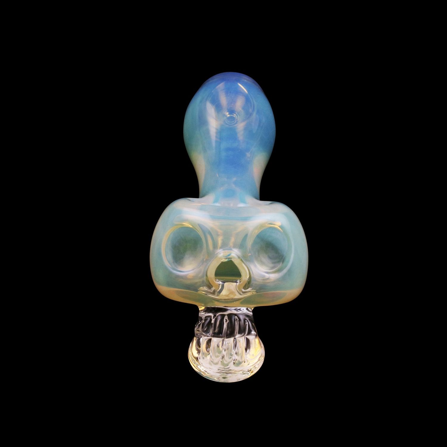 Bone Head Ash Catcher Glass Pipe By Chameleon Glass, Color: Color Change