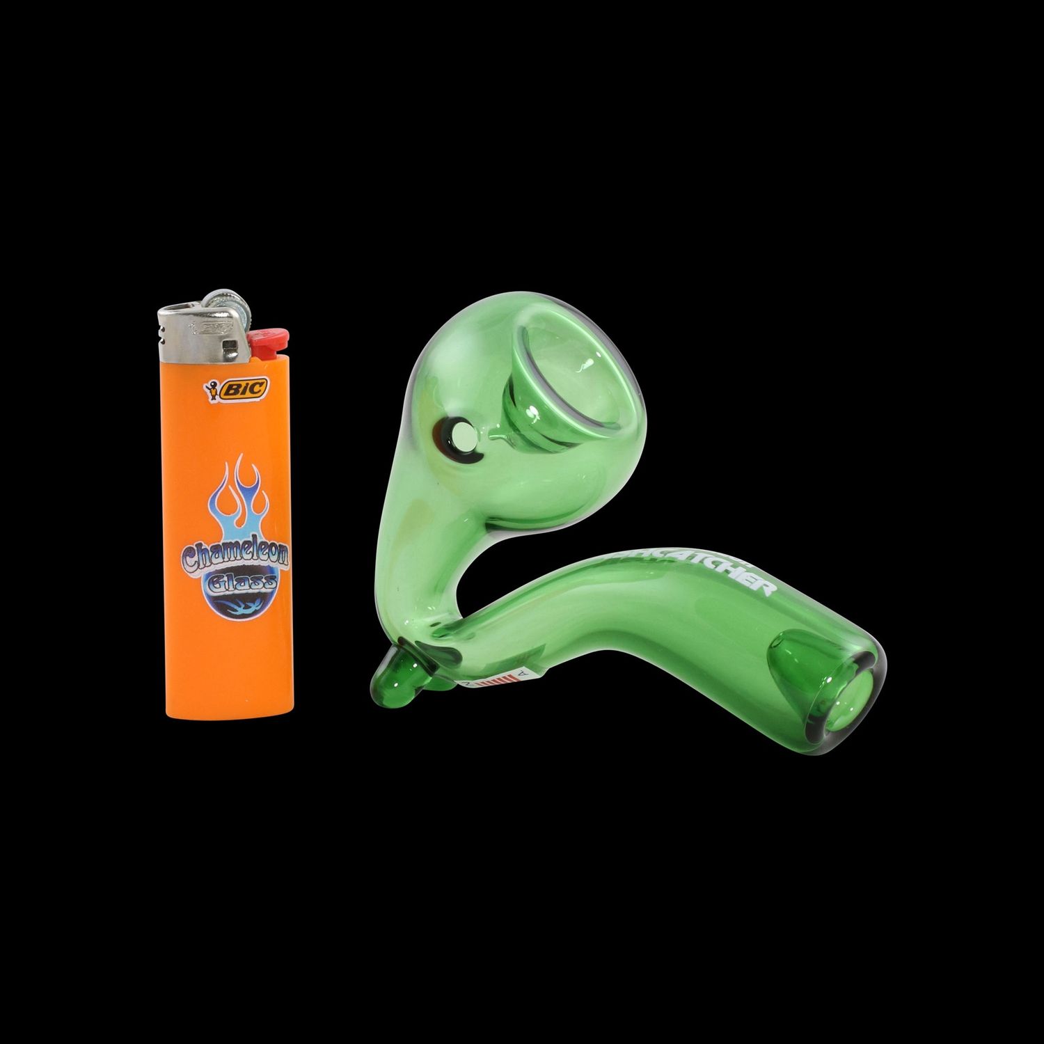 Ash Catcher Lawnchair Sherlock Glass Pipe by Chameleon Glass, Color: Green