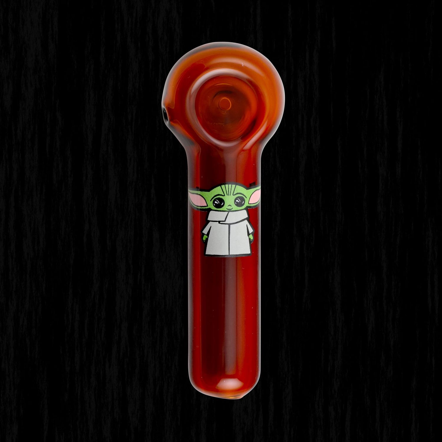 Baby Yoda Glass Pipe By Chameleon Glass, Color: Amber