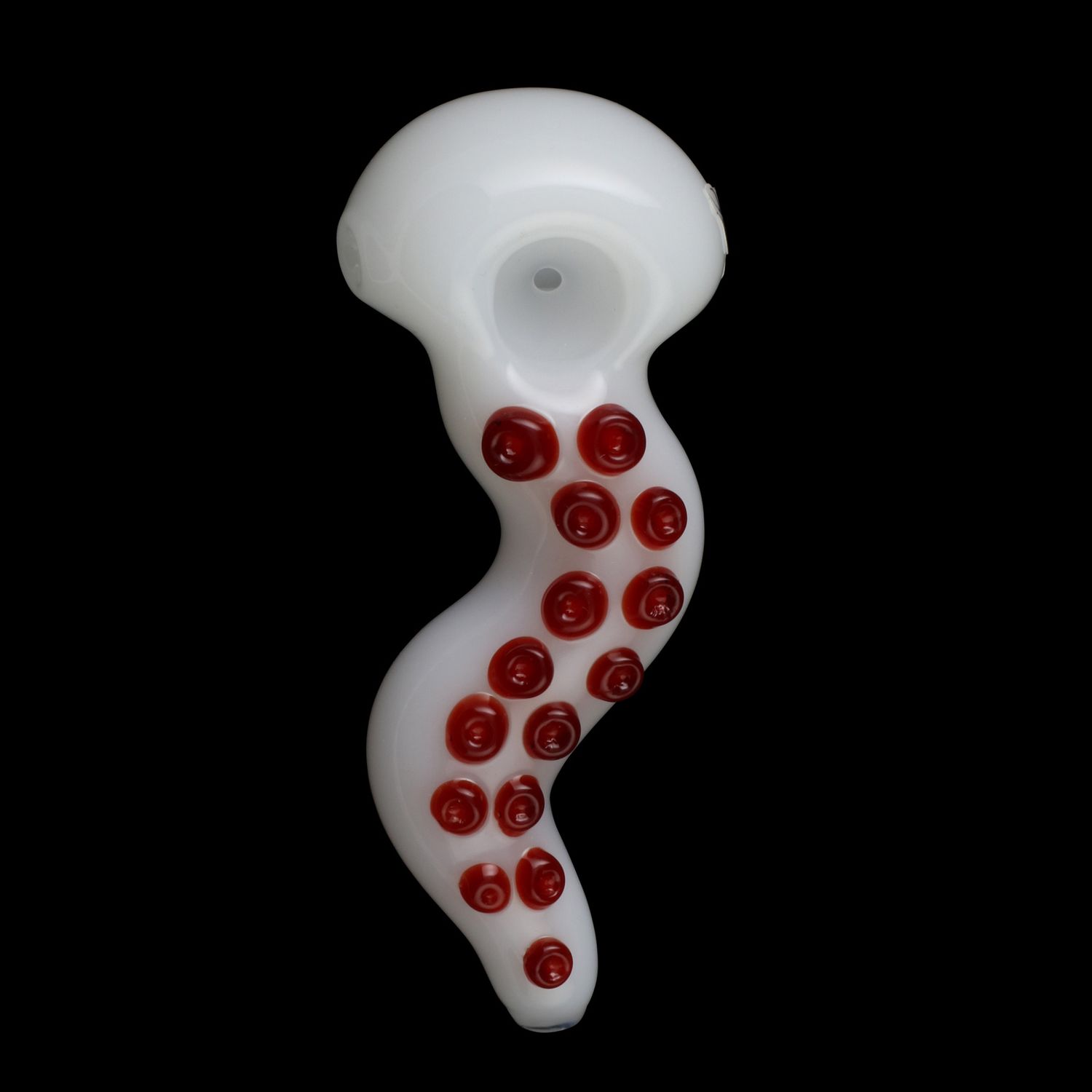 Tentacle Glass Pipe  By Chameleon Glass, Color: White