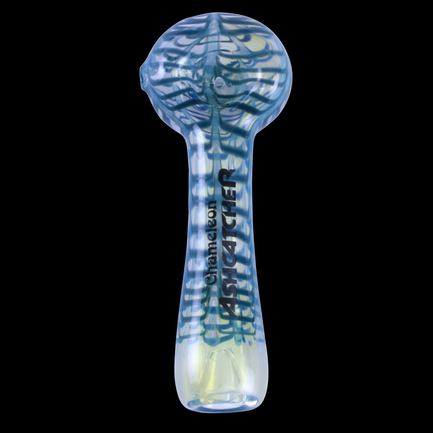 Ash Catcher with Pattern Glass Pipe By Chameleon Glass, Color: Blue
