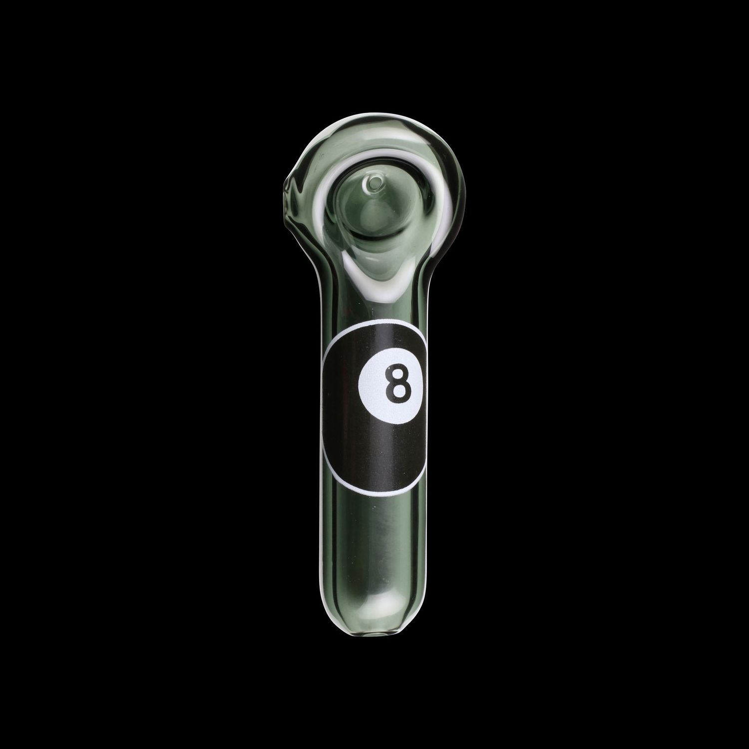 Eight Ball Glass Pipe, Color: Black