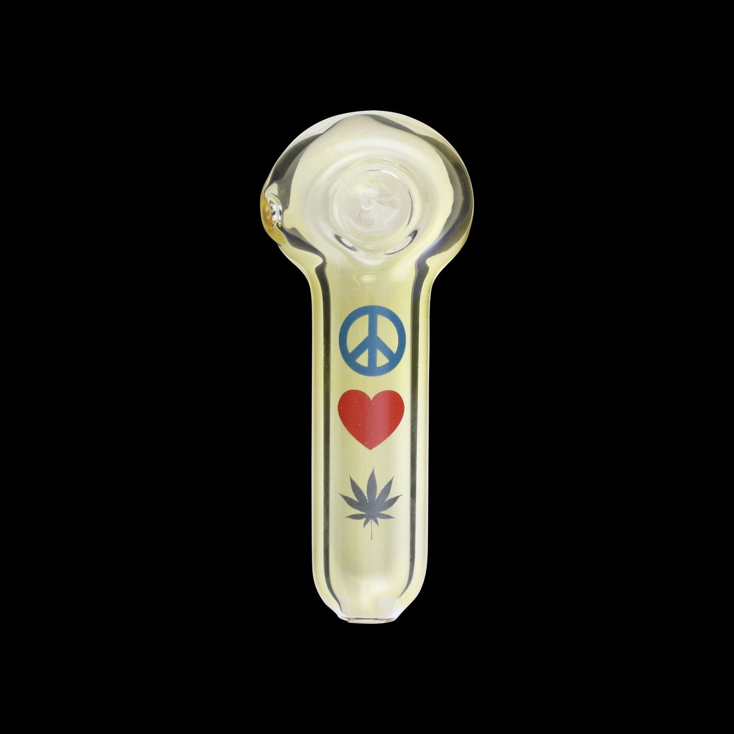 Peace Love &amp; Cannabis Glass Pipe By Chameleon Glass, Color: Color Change