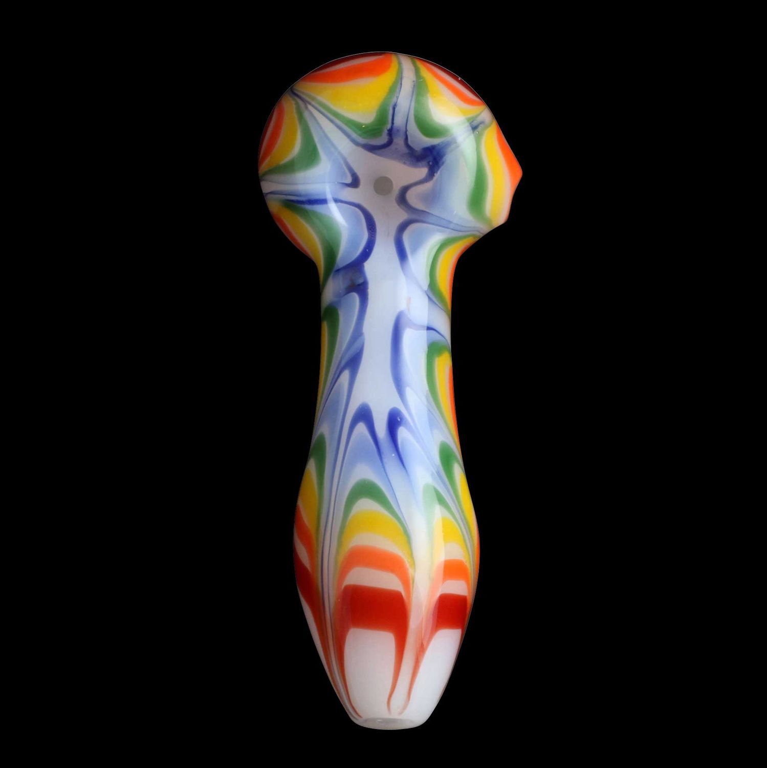 Rainbow Splat Glass Pipe By Chameleon Glass, Color: White