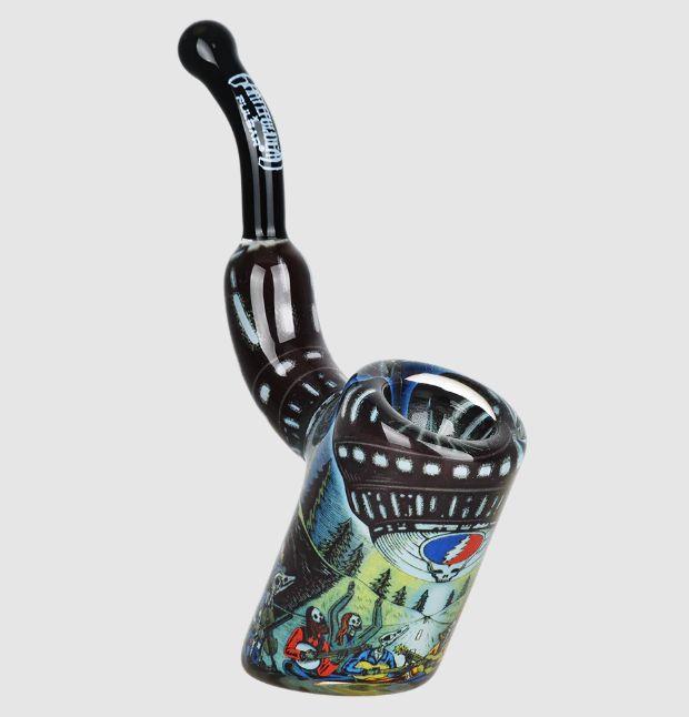 Grateful Dead x Pulsar Inside Print Glass Sherlock Hand Pipe - 4" / UFO Jam