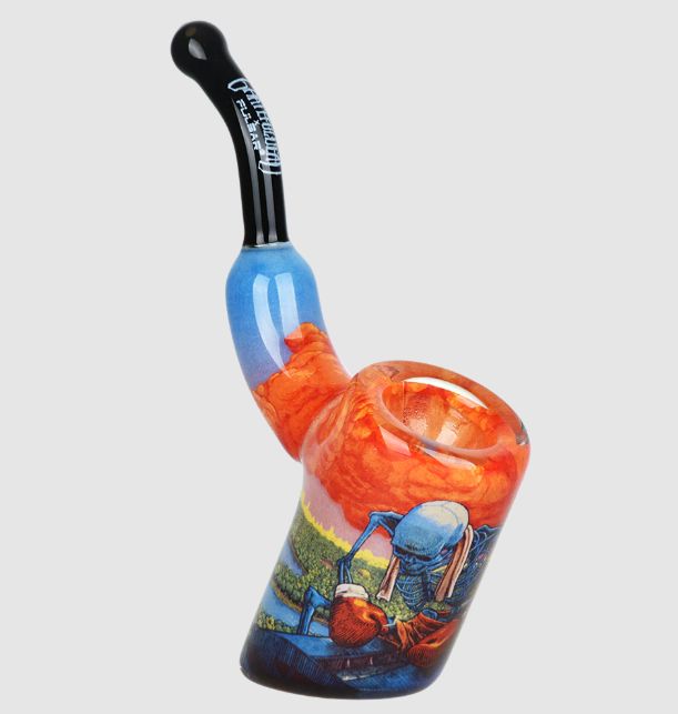 Grateful Dead x Pulsar Inside Print Glass Sherlock Hand Pipe - 4" / Boxer