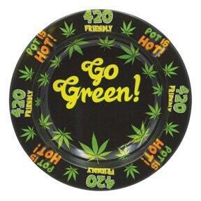 Go Green Metal Round Ashtray