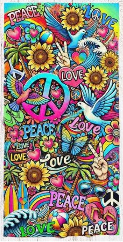 Earth Ragz Beach Towel - Peace &amp; Love
