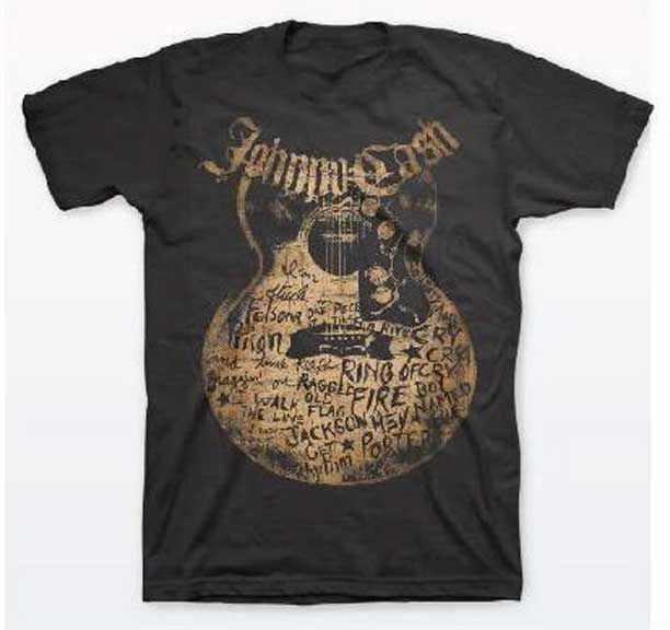 Johnny Cash Songs Black T-Shirt, Size: 2X-Large